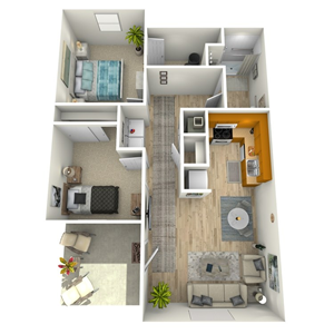 ADA - Two Bedroom / One Bath - 817 Sq. Ft.*